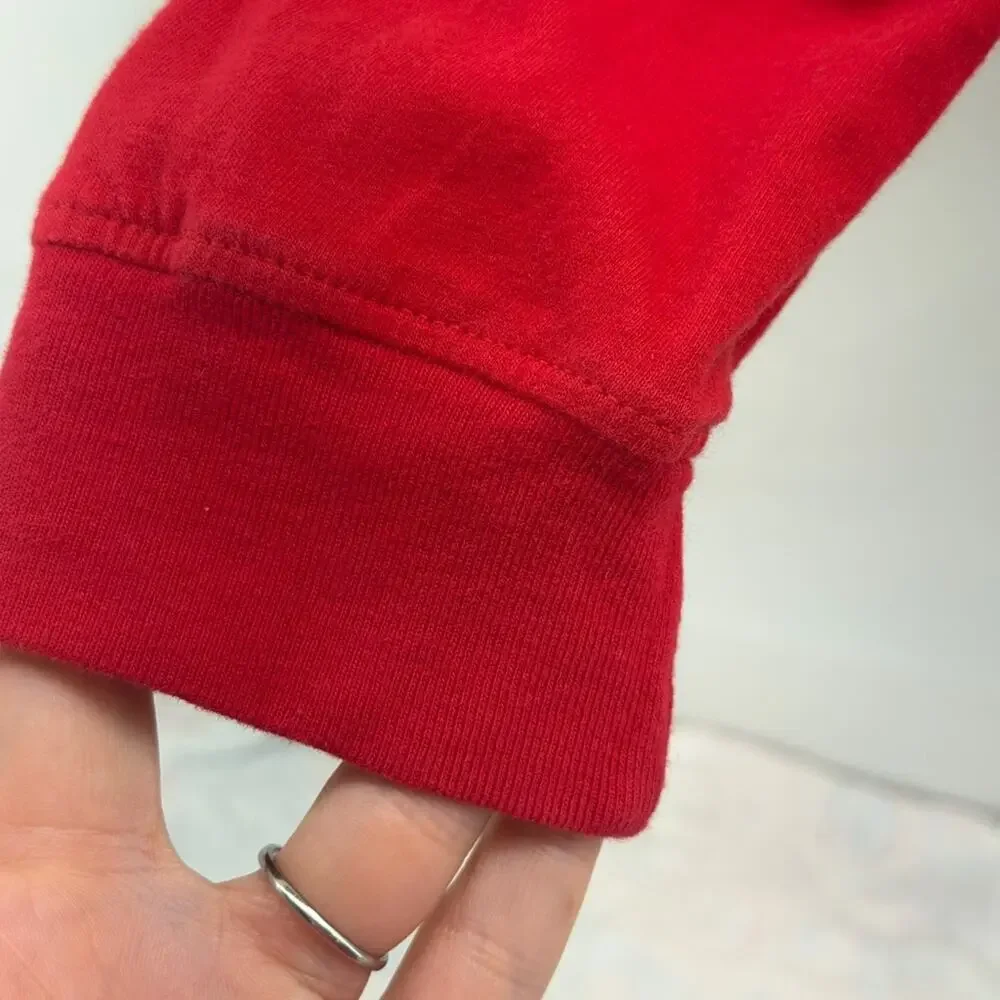 The North Face Men's Bold Red Long Sleeve black logo on back  active Tee
